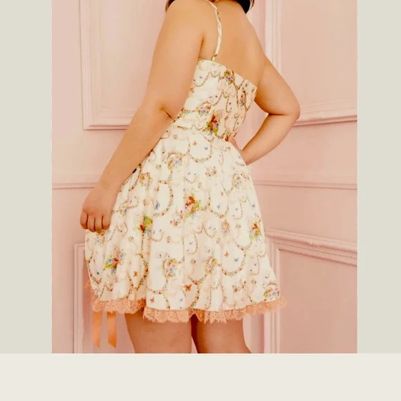 Sugar Thrillz Renaissance Butterfly Dolls Kill Lace Corset Floral Mini Dress - Picture 9 of 16